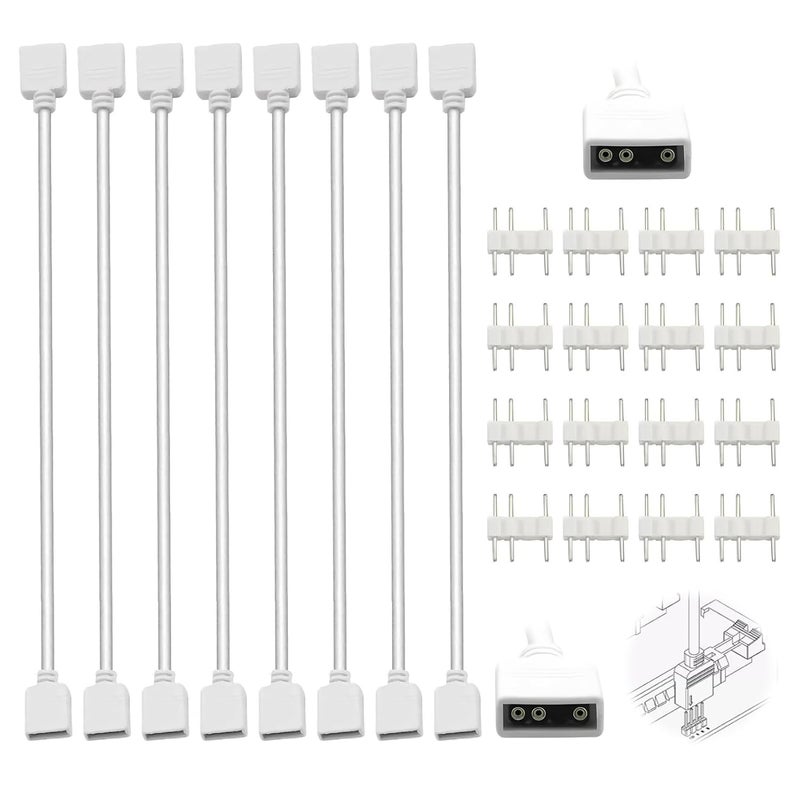 TNJPSEK 3Pin ARGB Spliter Cables with Male Pins, Female to Female Addressable RGB Spliter Extension Cable, 3-Pin RGB Splitter for 5V Computer Chassis PC Fans CPU Coolers Heat Sink (1-to-1 White 8Pcs) - Image 1